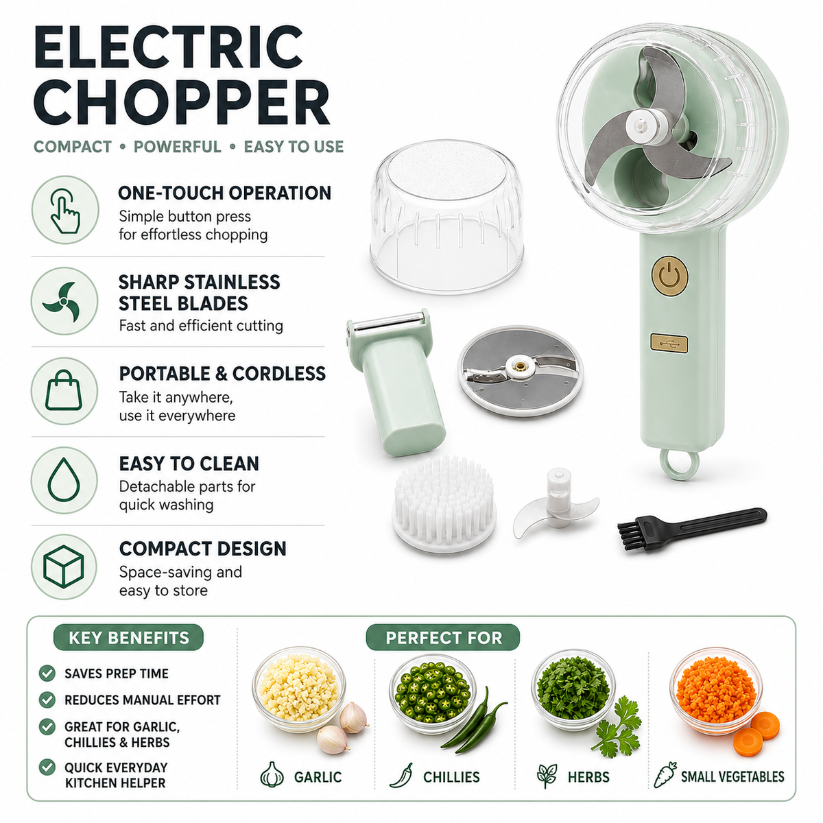 Zafins Electric Vegetable Chopper - complete set